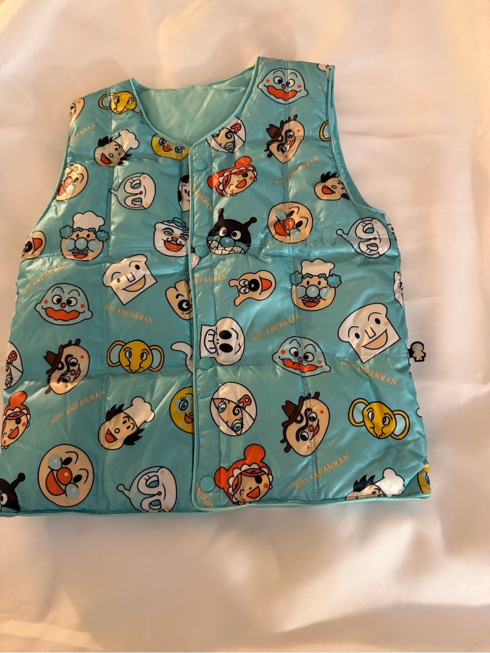 Vintage Kids' Light Blue unique anime ANPANMAN Character Puffer Vest unisex - Picture 1 of 8